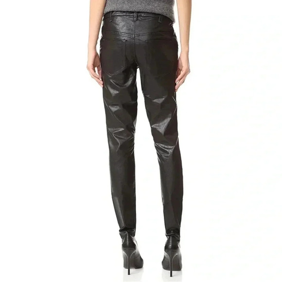 One Teaspoon Faux Leather Pants Leggings Black Skinny Straight Leg slit knee XS - Picture 16 of 16